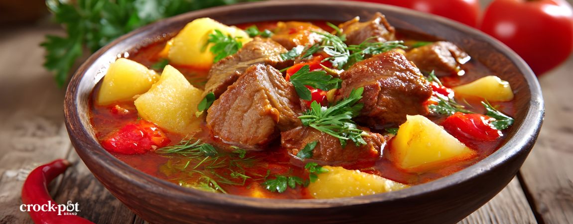 Rozgrzewający gulasz z ziemniakami z wolnowaru